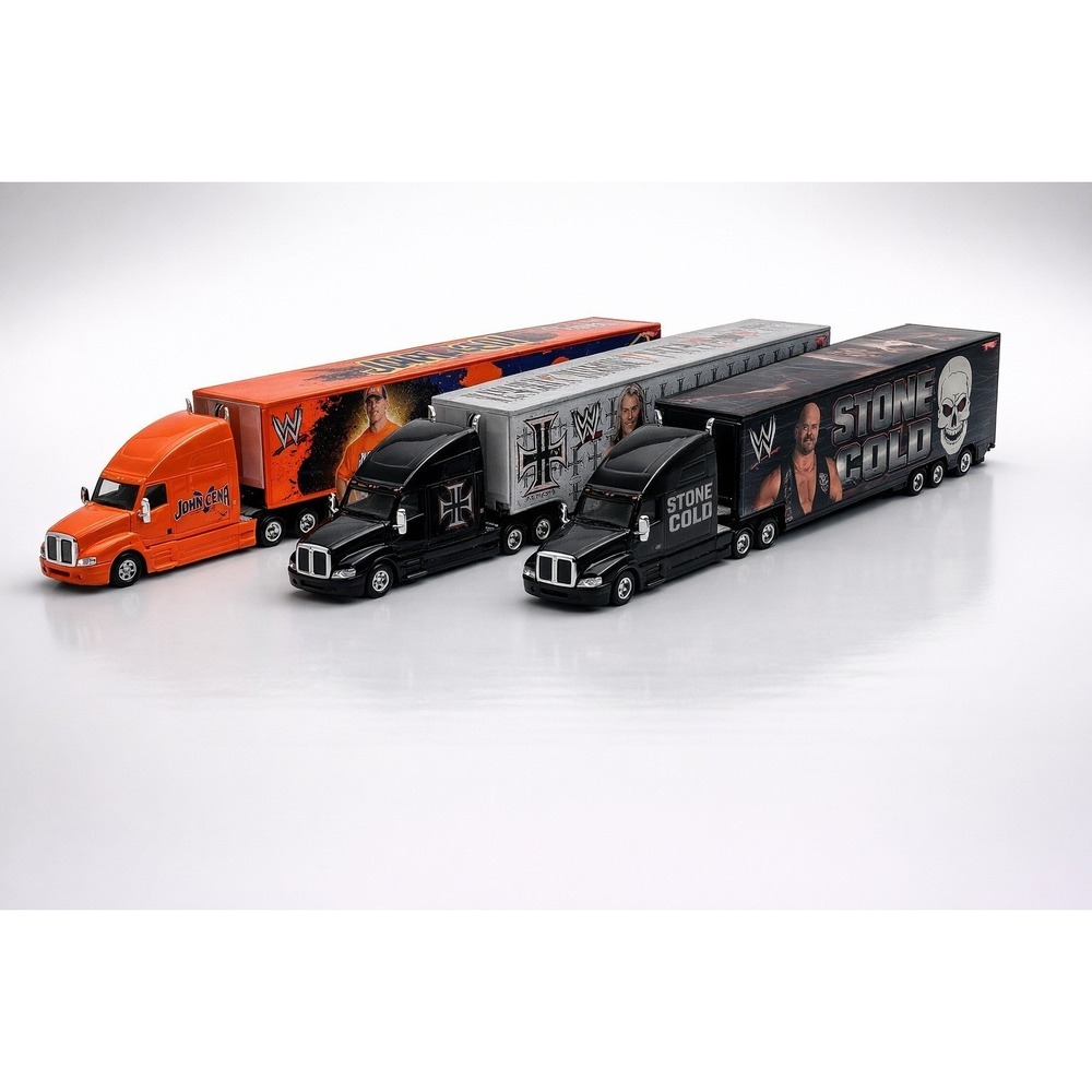 Mattel WWE/WWF Hot‎ Wheels Lot of 3 Semi-Truck John Cena, HHH,Stone Cold 0108